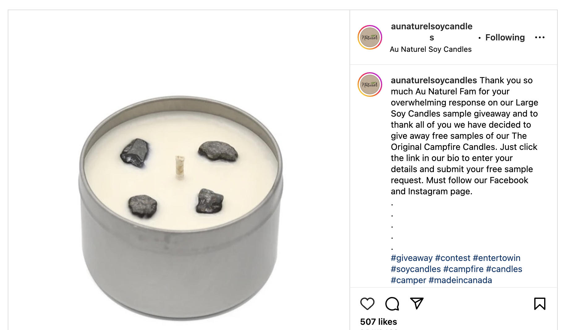 free campfire scented candle